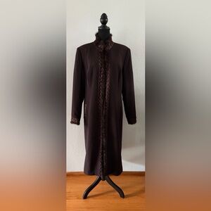 DVC Exclusive Brown and Beige 2pc Dress Suit w/Faux Fur NWT Size 14